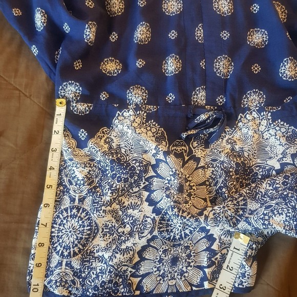 Bacio Womens Romper Shorts Size Large Boho Short sleeve bohemian Blue Gypsy - Picture 11 of 12